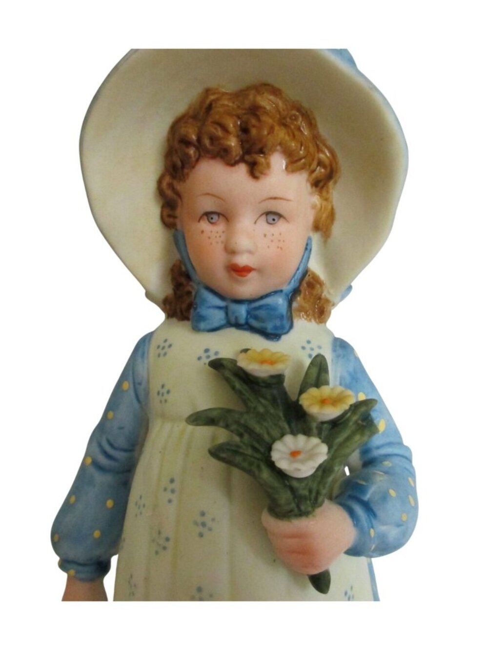 Vintage Holly Hobbie With Flowers Porcelain Figurine 1973 8" Tall